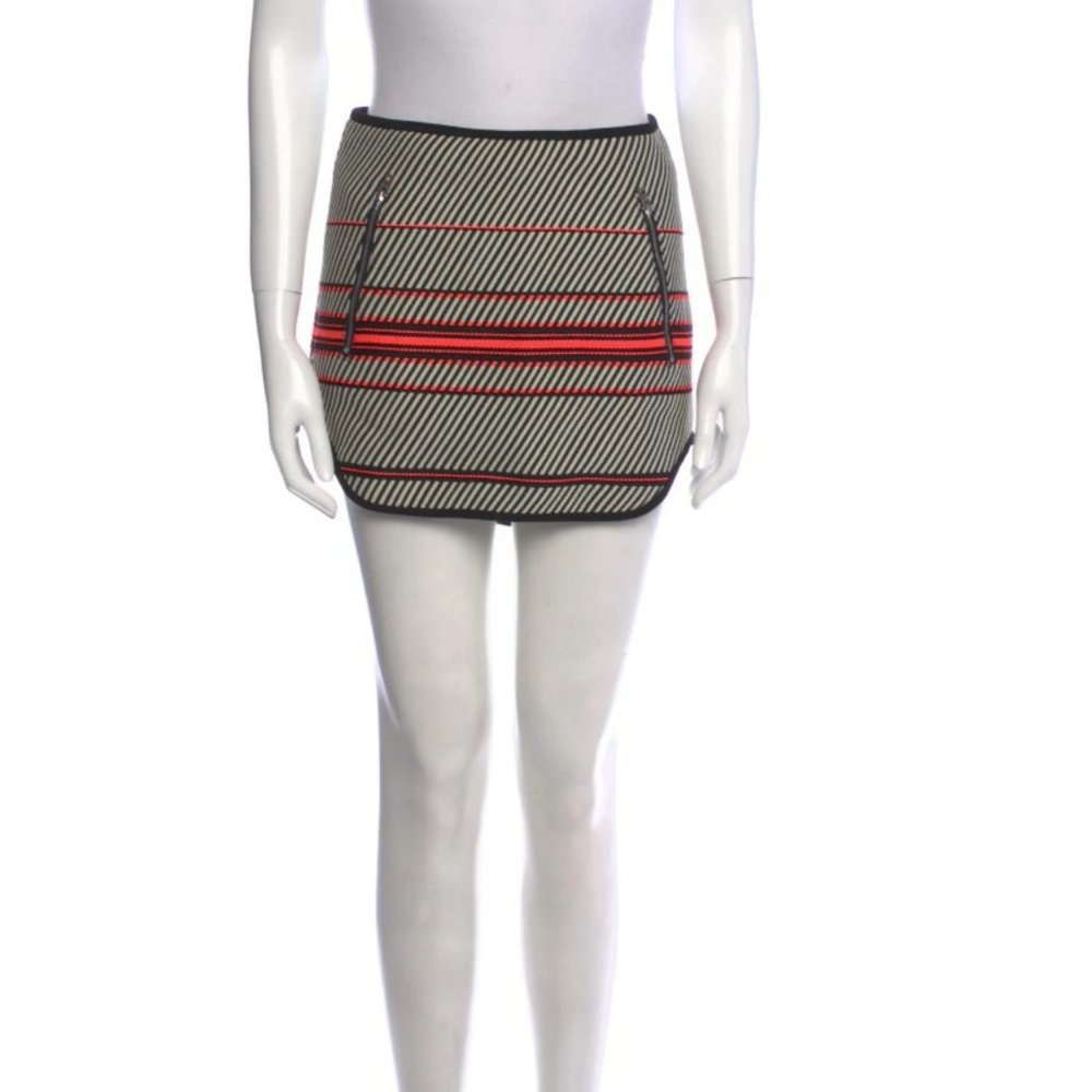 Rag & Bone New York Angular Stripe Embroidered Mini skirt Black White Pink - Picture 11 of 16